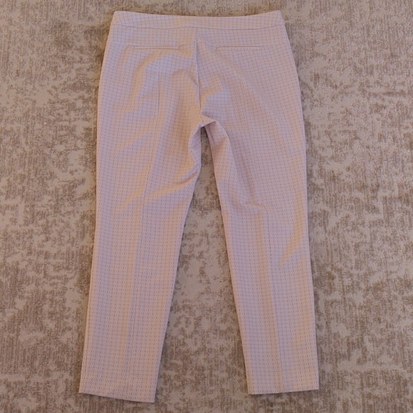 Adrianne Papell Ankle Cropped Pants 12 Tan White Pattern - Picture 10 of 15